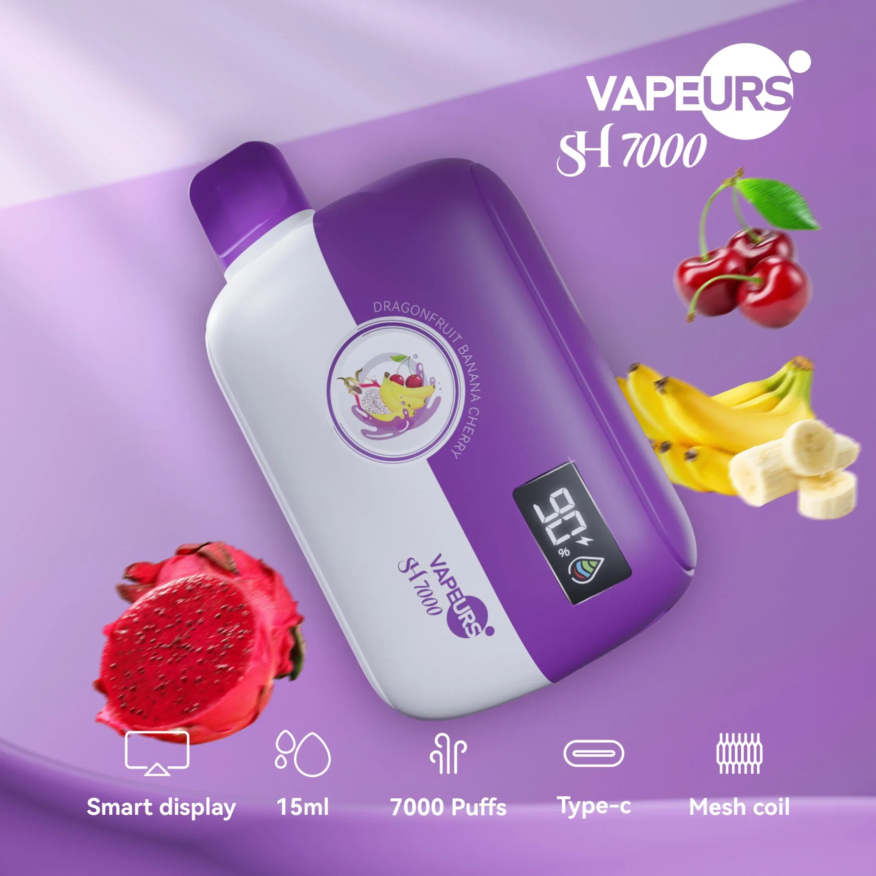 Vapeurs Atacado Ecig com Display Screen Big puffs e cigarro Barra de sopro Elf de cobertura descartável da bobina de malha