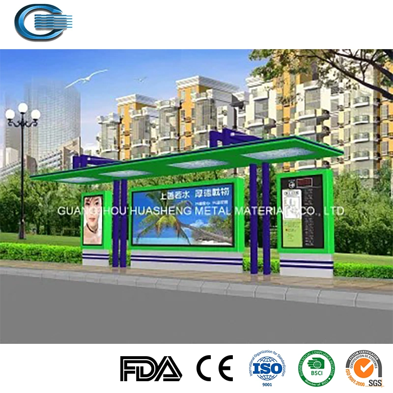 Huasheng Bus Station Shelter China Bus Stop Shelter Supply Publicity Street Outdoor Waiting Booth Shelter Smart LED Display Bus Stop