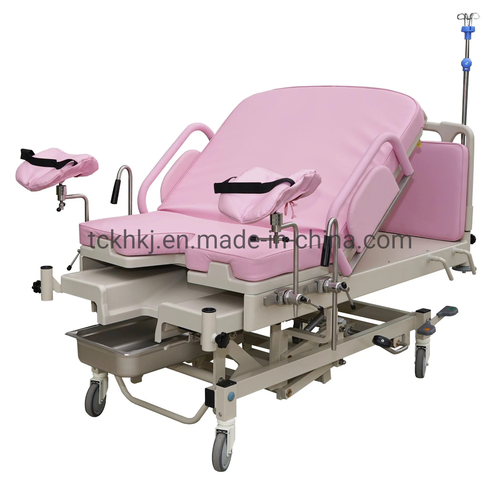 Multi-Function Adjustable Manual Gas Spring Type Ldr Childbirth Operation Recovery Bed with Head Board and Guard Rail