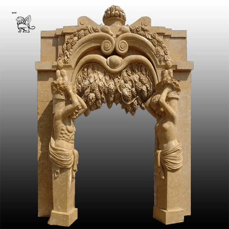 Flower Carved Hall Ornamental Marble Door Frame Mdfy-08