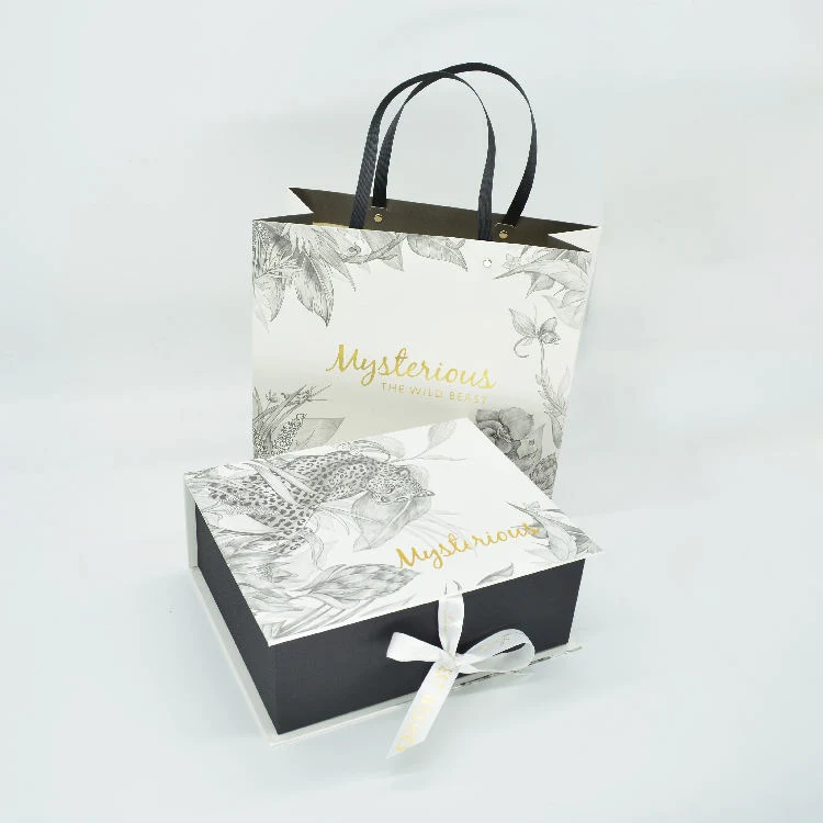 White Paper Bag Gift Festival Wrapping Paper Bag Kraft Party Bag with Leaf Pattern