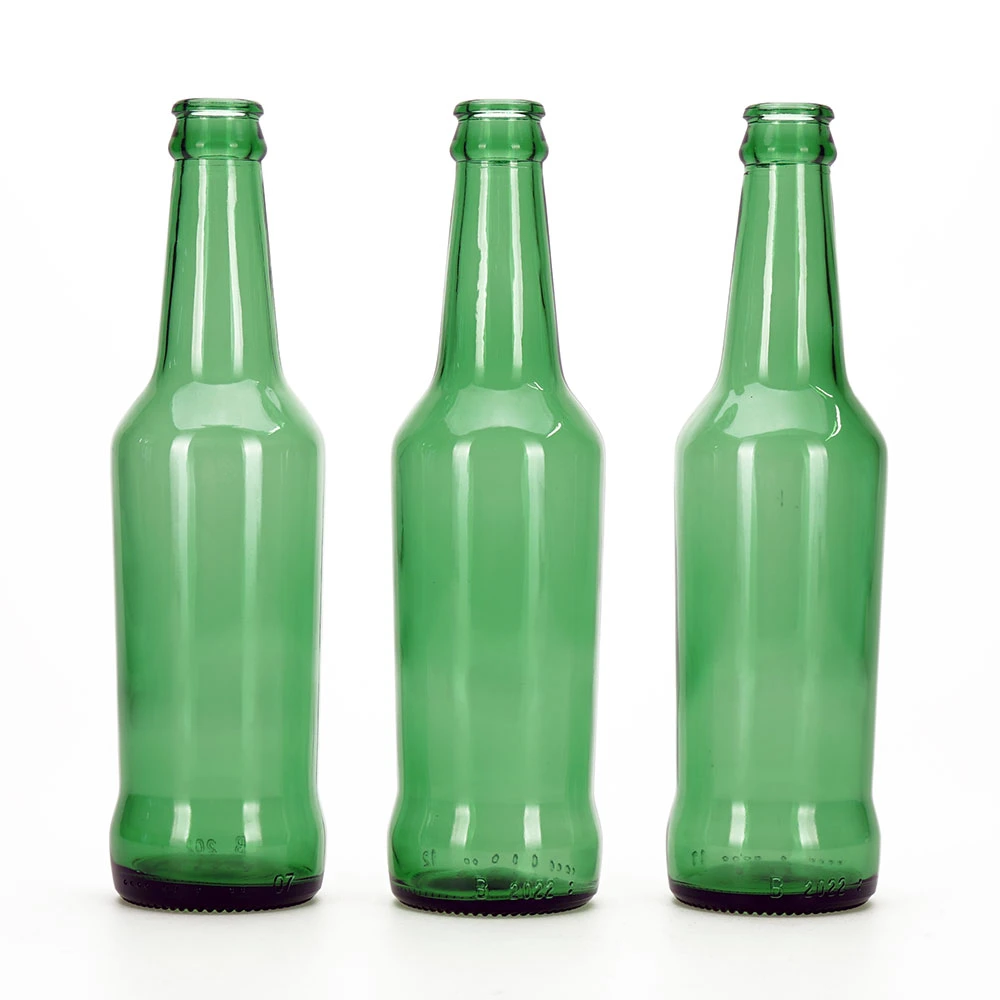 330ml Amber, Flint, Emerald Green Beer Glass with Crown Cap Wholesale/Supplier Normal Shape and Ordinary Design Customized Logo