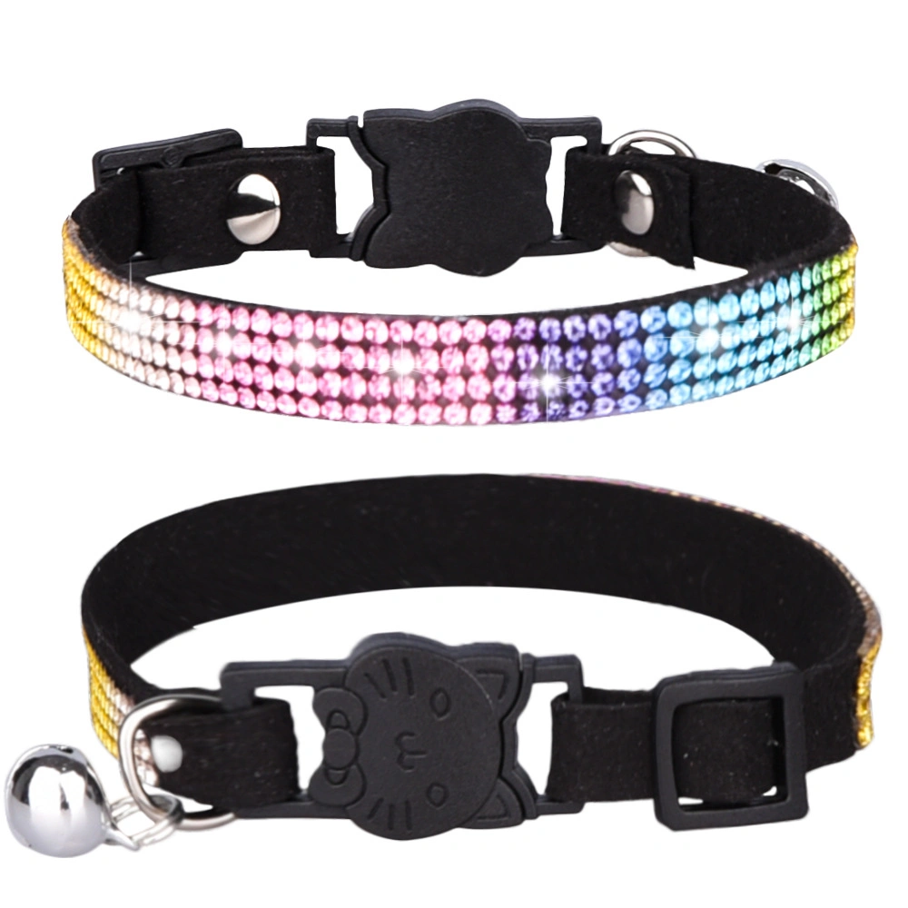 Fancy Design Shiny Rhinestones Decoration Bell Plasitc Buckle Pet Collar