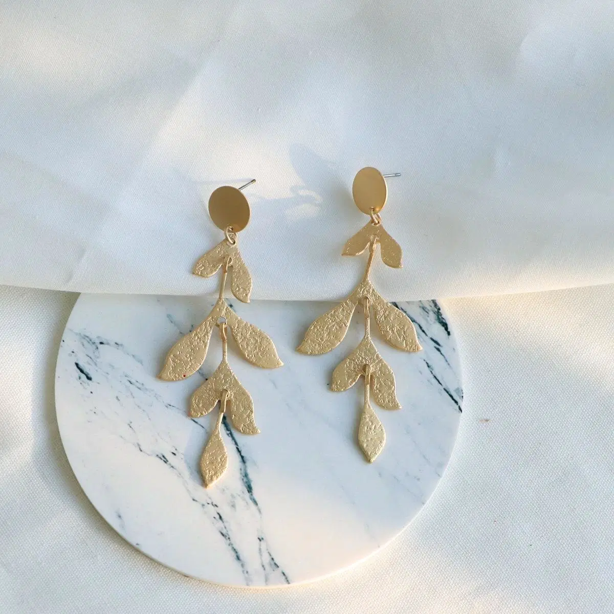 Geometric Pendant Leaf Earrings Cactus Gold Earrings Jewelry Accessories