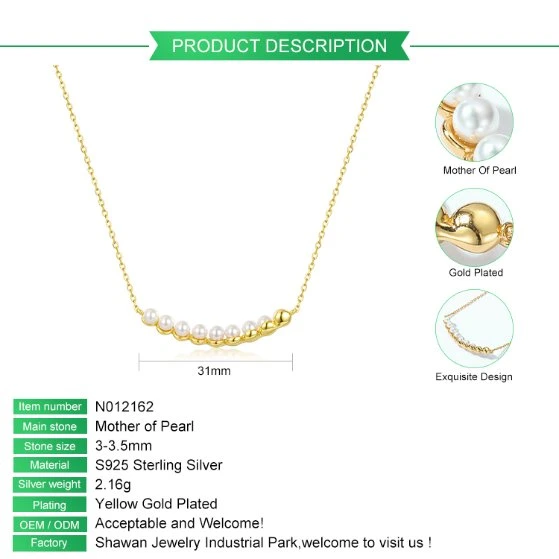 Prata esterlina jóia Hot-Selling Mãe Atacado de Pearl colar fêmea Colar temperamento banhado a ouro