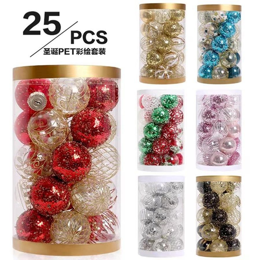 6cm 25PCS Fashion Christmas Tree Decorations Plastic Decorative Ornaments Colorful Christmas Balls