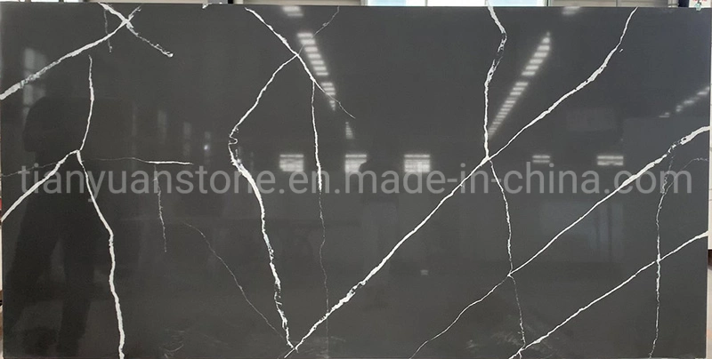 Black Artificial Engineered Quartz Stone Countertop/Vanity Top/Work Top Slab