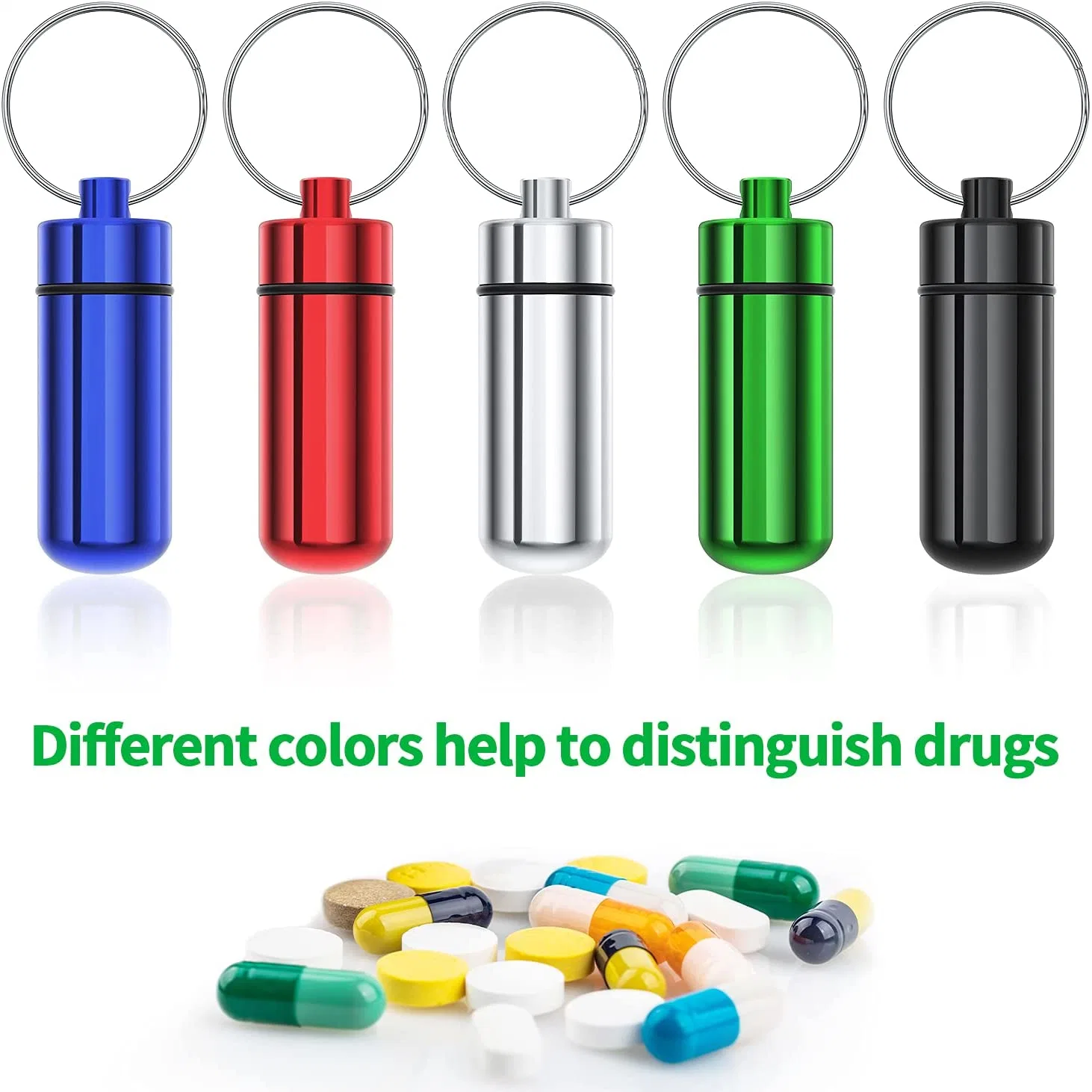 Mini Metal First Aid Keychain Pill Box