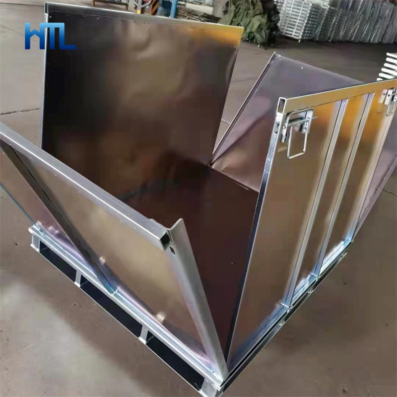 1000kg carga Galvanizado apilable plegable de acero duradero contenedor Paleta Caja