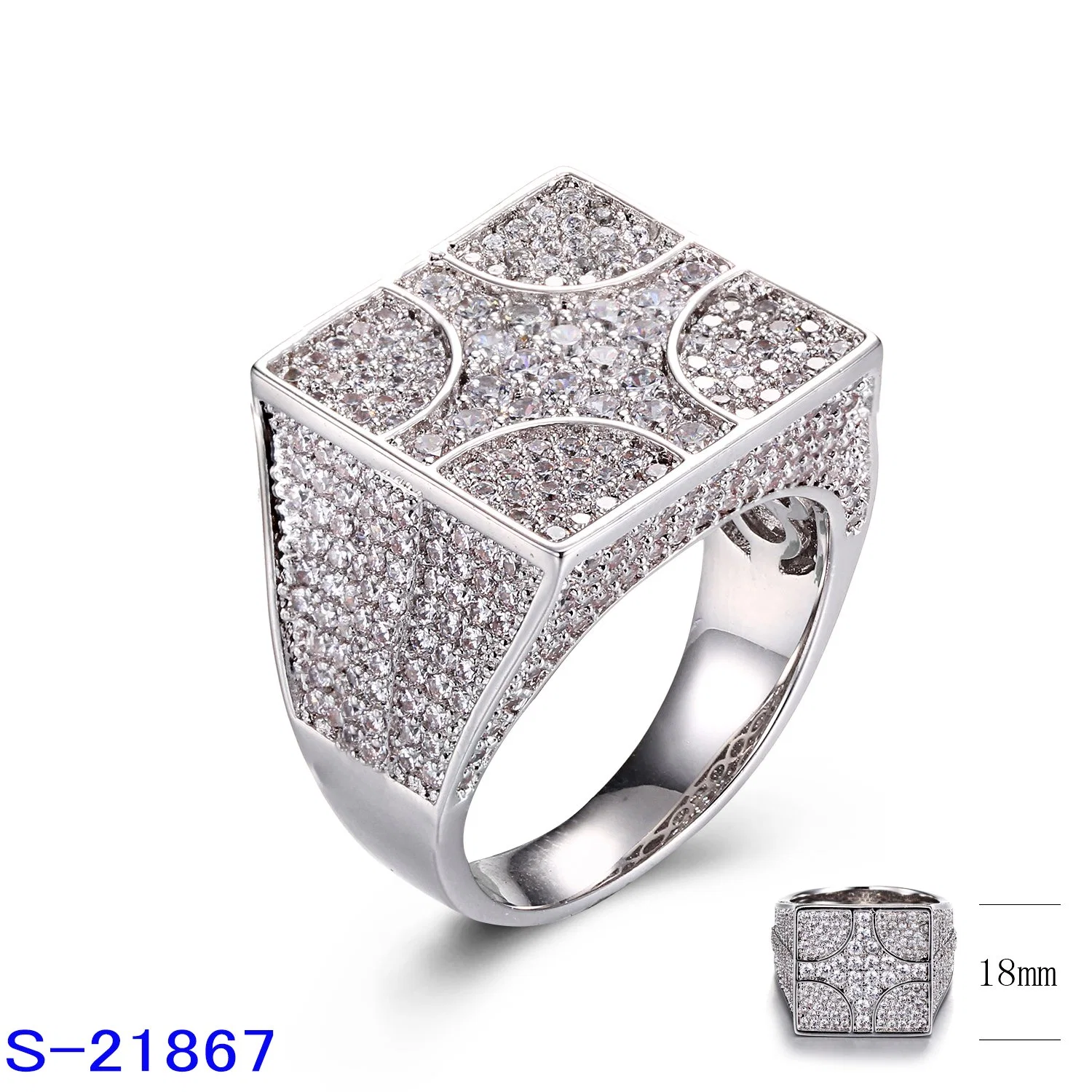 Wholesale/Supplier 925 Sterling Silver Fashion Hip Hop Pop Jewelry Micro Pave Zircon Stone Ring for Men