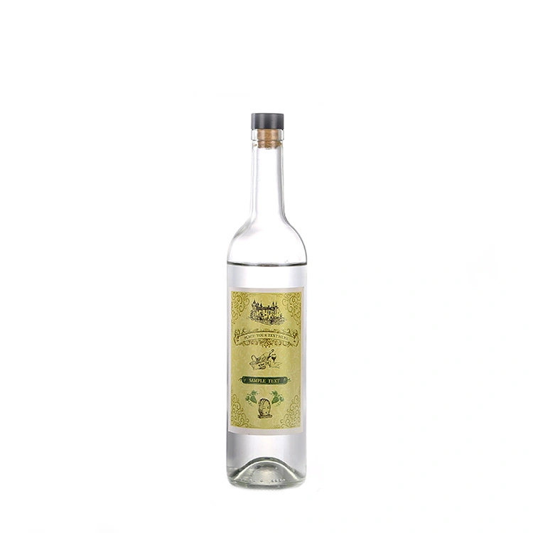 Atacado Round vazio Whisky Vodka vidro 500ml 750ml transparente Frosted Garrafas de vinho de vidro garrafa de vinho de gelo garrafa de vinho de Liquor Gin