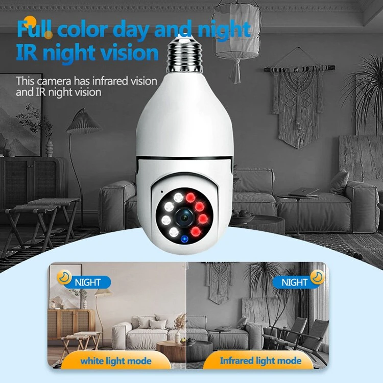 WiFi Bulb Camera HD WiFi PTZ Colorful Night Vision Two Way Audio Baby Monitor Auto Tracking Home Security CCTV Camera