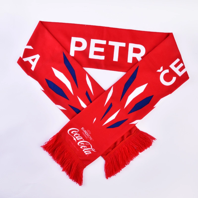 Haut de la vente promotionnelle de conception personnalisée de l'acrylique fan de football Foulard Foulard en polyester pour le commerce de gros Les femmes fille dame, les hommes d'écharpe de Promotion