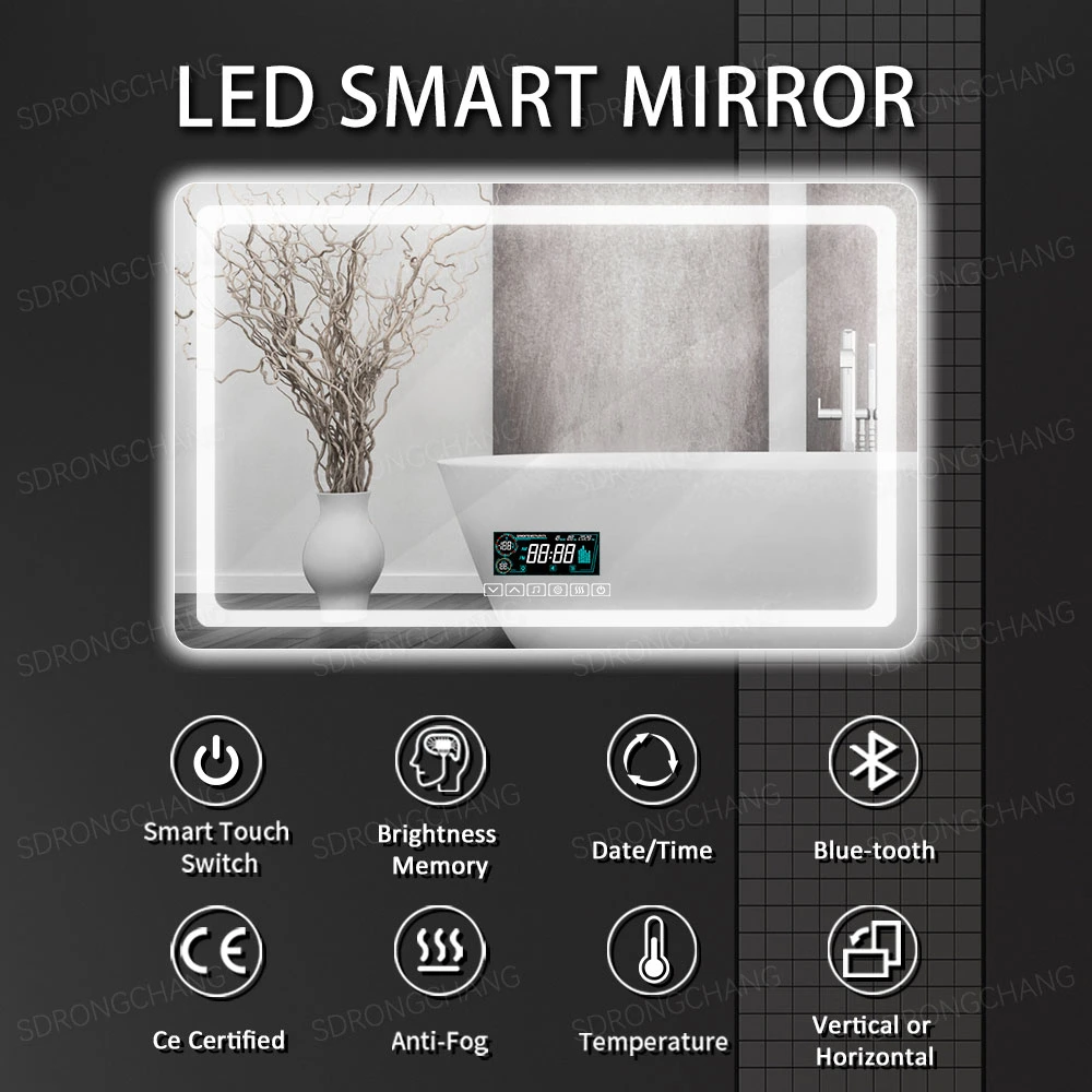 Home Decor with Bluetooth Touch Sensor Anti Fog Wall Decor Smart LED Light Mirror