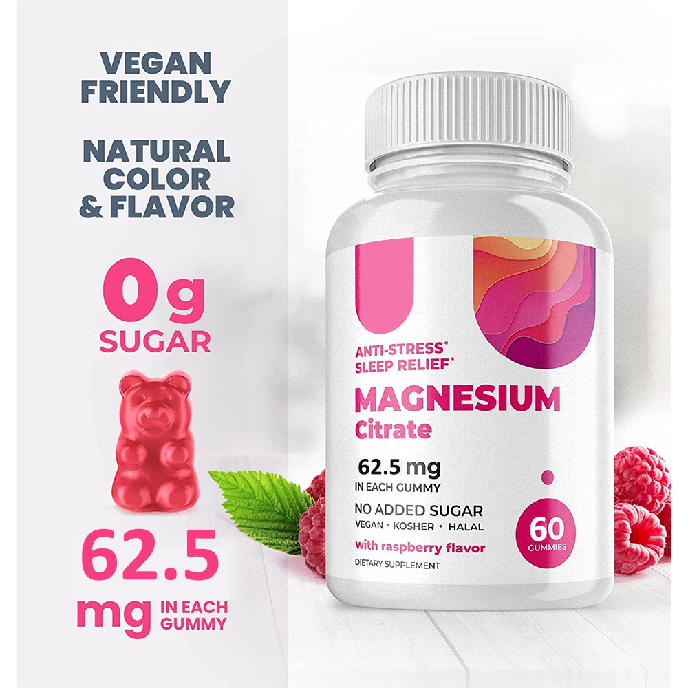 Sugar Free Magnesium Gummies Vegan Gelatin-Free Calming Anti-Stress Magnesium Supplement for Kids and Adults, Relaxation, Sleep