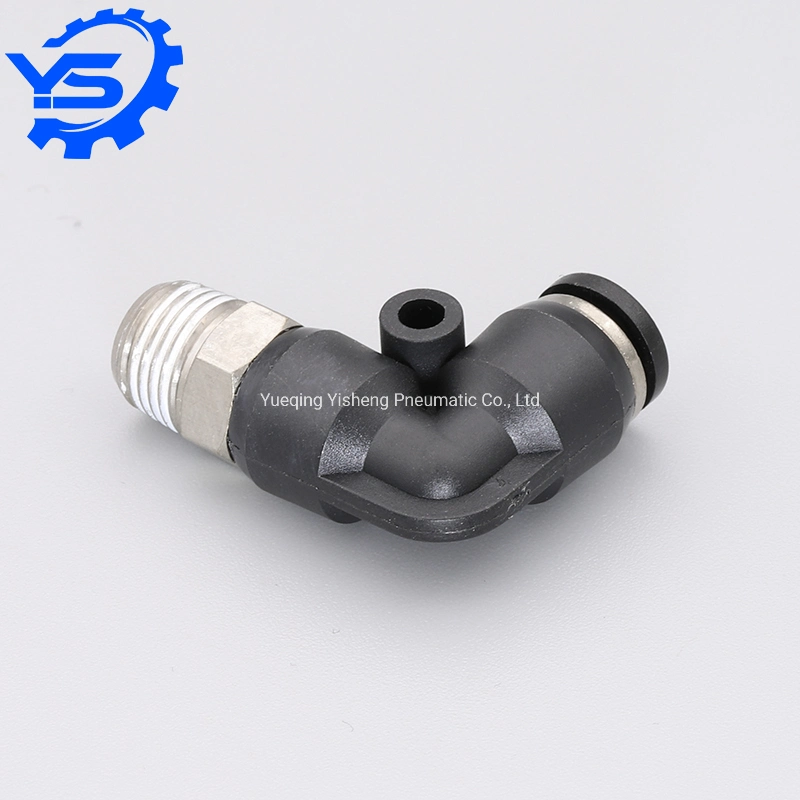 Pl4-02 Pl4-03 Black Color Pneumatic Tube Hose Fitiing Push in Male Elbow Air Quick Connector Fitting