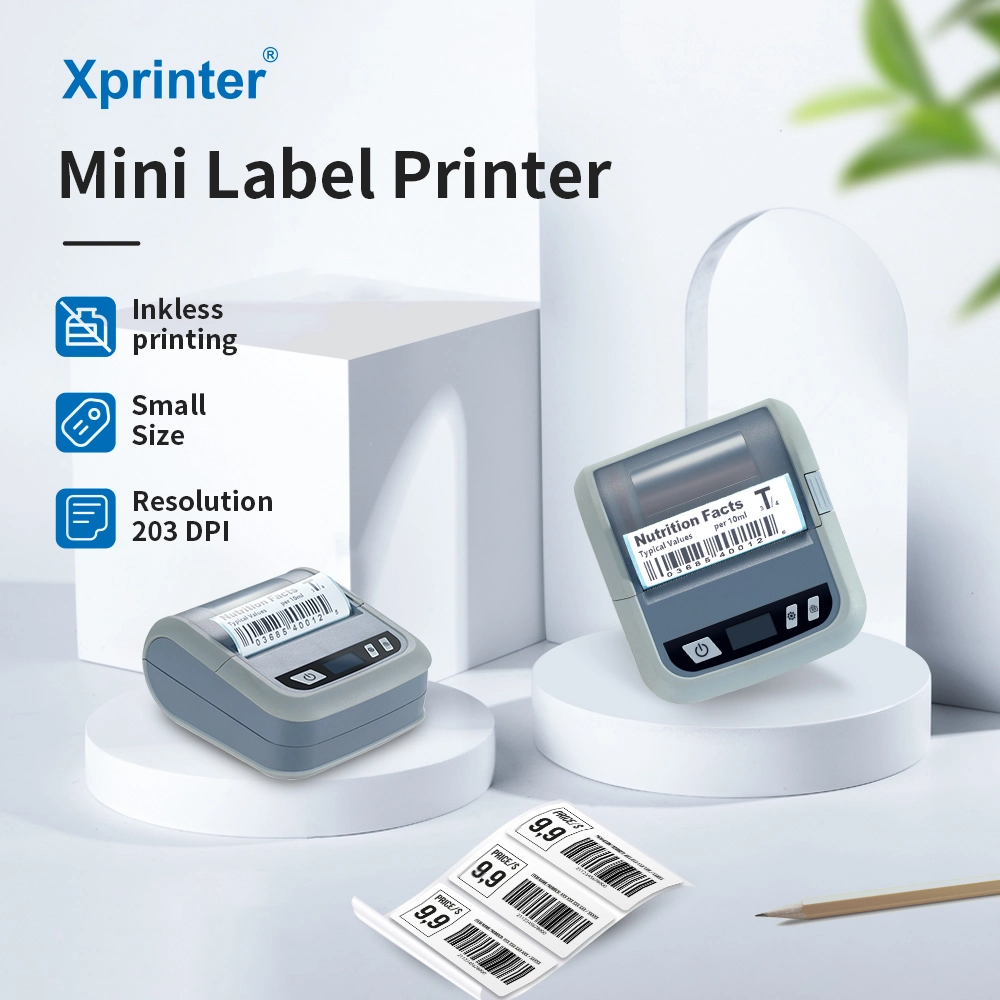 Xprinter XP-P323B USB+Bluetooth Stardard Version Mini Label Printer 80mm Portable Printer