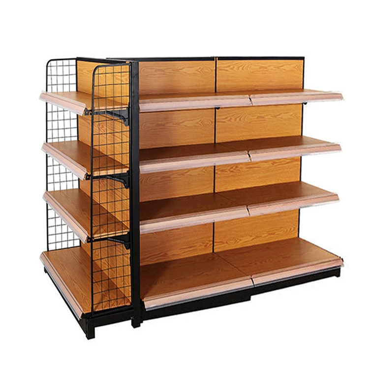 Wooden and Wire Back Panel Shelf Used in Shop Display
