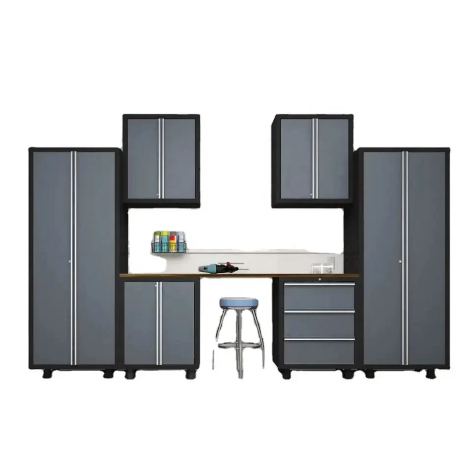 18 Gauge with Wood Worktop Garage Organizer Black and Graygarage Storage Cabinet Sets