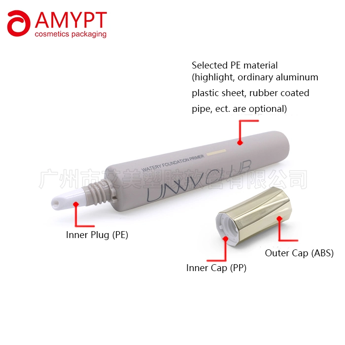 Customized Long Nozzle Eye Cream Squeeze Tube with Big Gilded Cap