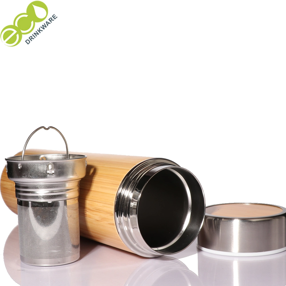 530ml Stocked Custom Promotional Personalized Bamboo Water Bottle with Tea Infuser