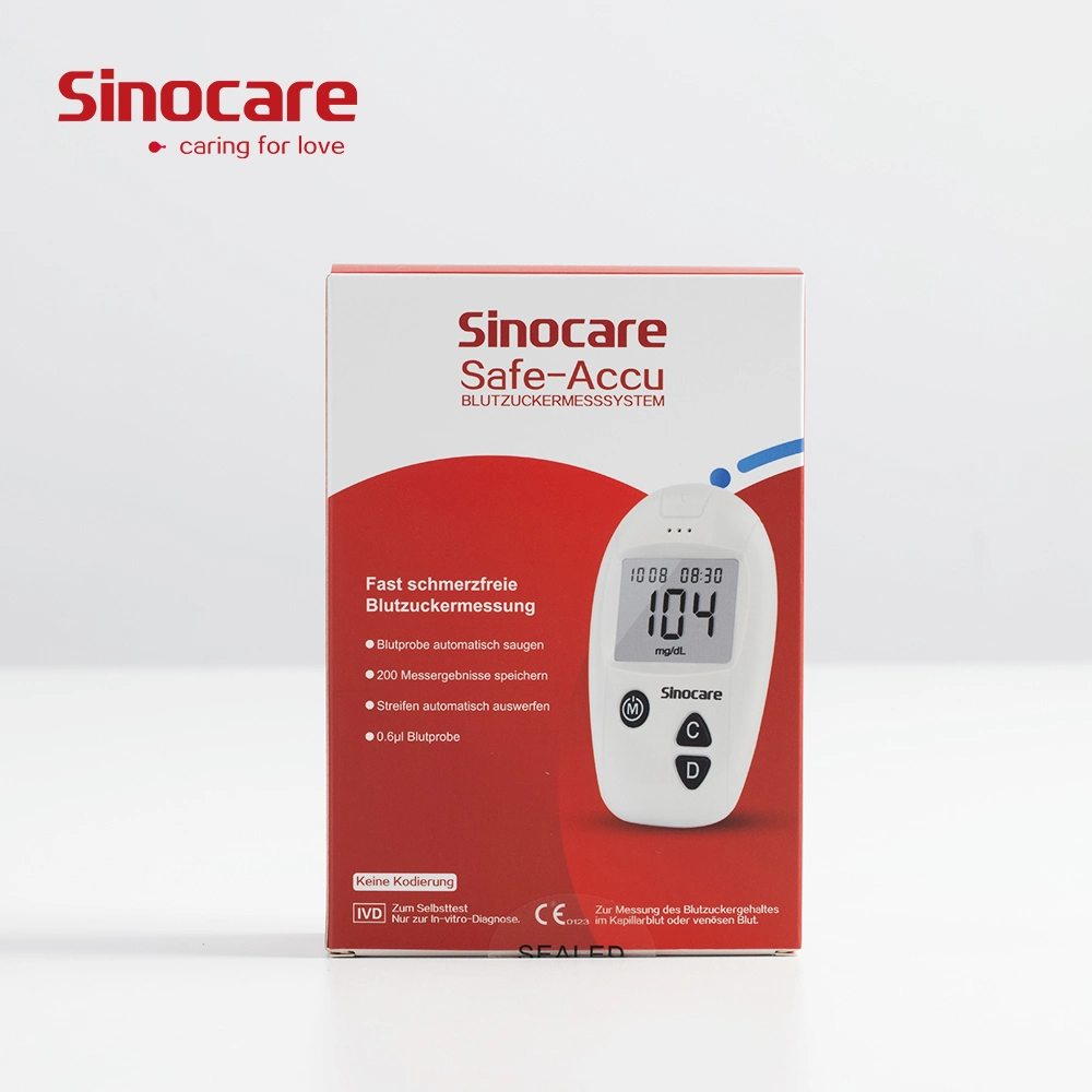 Sinocare Blutzucker-Monitor Digital Smart Glucometro Glucometer Blutzucker Messgerät mit Teststreifen für Diabetiker