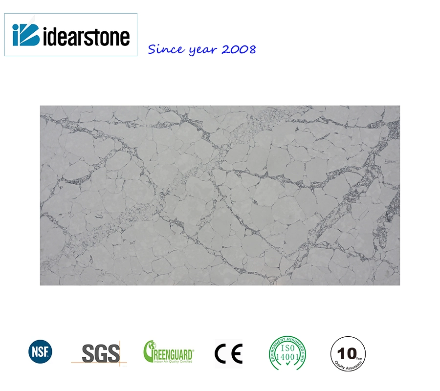 SGS прошла MOH 6 высокой твердости Polished Carrara Jazz White Искусственный композитный кварцевый камень Калакатта