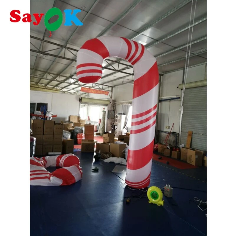 Sayok 2.5-3.5m Customized High Inflatable Candy Cane Outdoor Candy Cane Decorations for Christmas Party Stage Decor