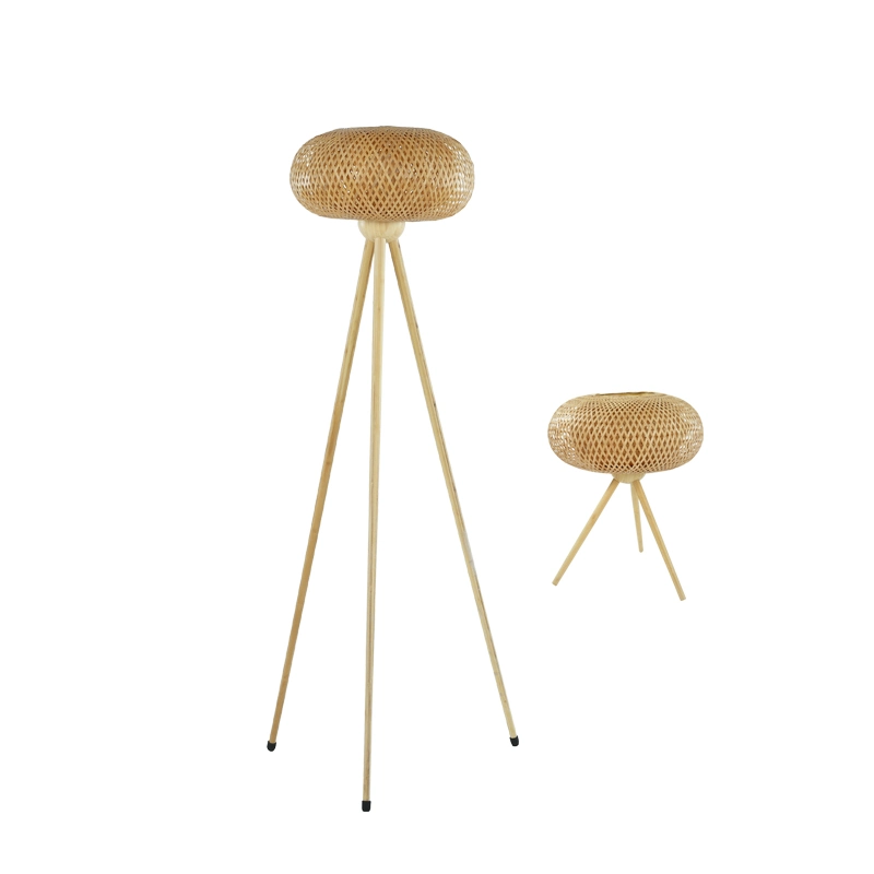 JLT-R05 ensemble de lampes de table en bambou avec bois massif Base de trépied