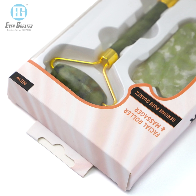 Color Box Packaging Jade Roller and Gua Sha Paper Packaging Box with Clear Plastic PVC Window