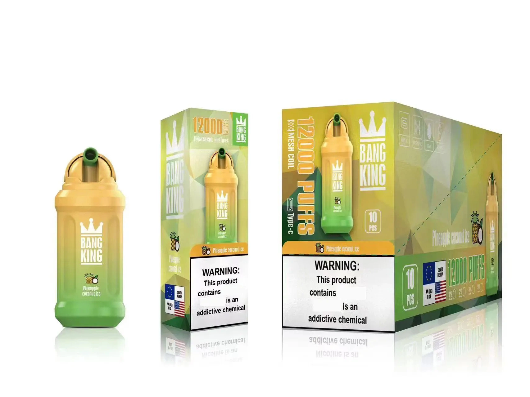 Bang Original Rei Puff 12000 Vapes descartáveis de feltro e cigarro 0% 2% 3% 5% o vaporizador 650mAh recarregáveis da bobina de malha edredom 12K Vape 12000 Caneta esfoliante