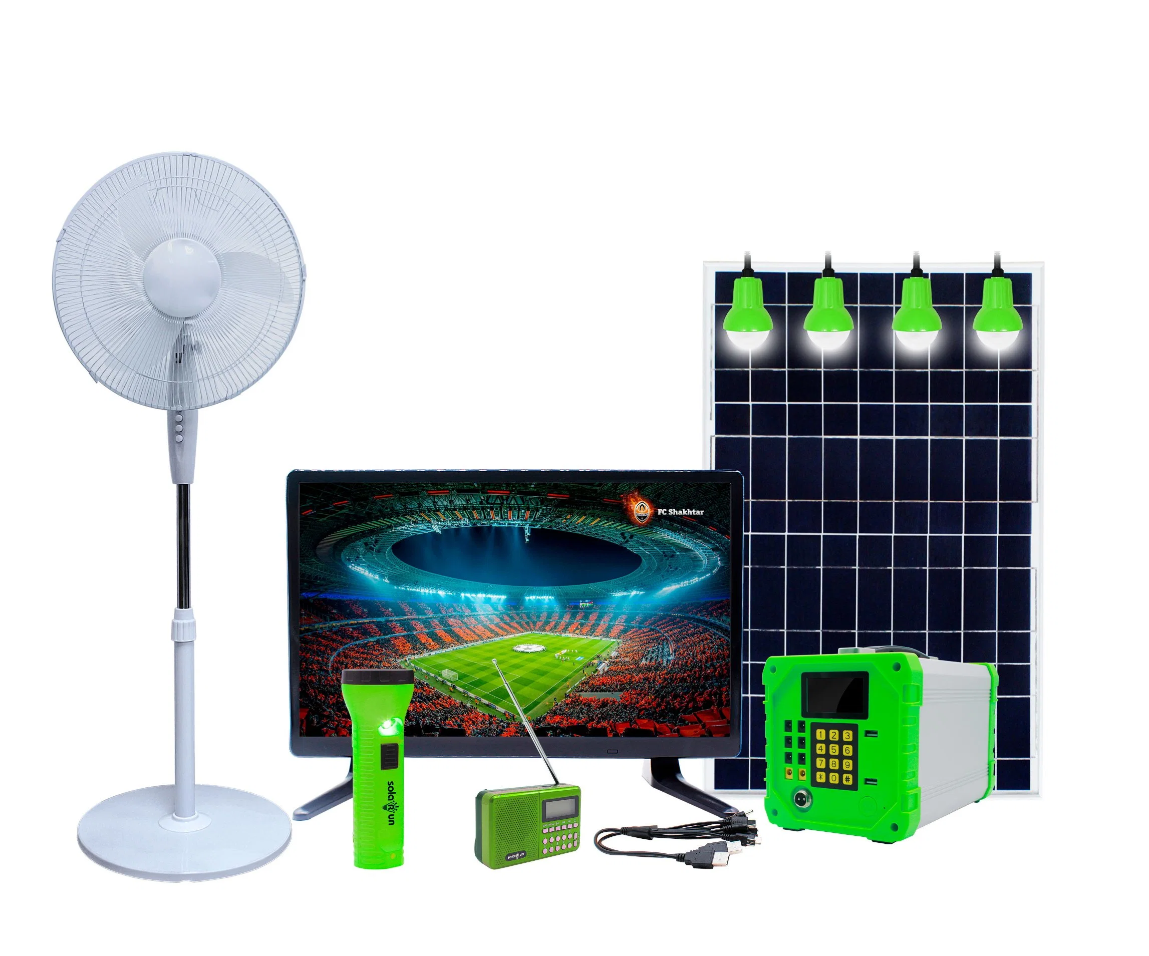 Solar Panel Kit Home Lighting Could Power DC TV, Fan, Sewing Machine, Hair Clipper