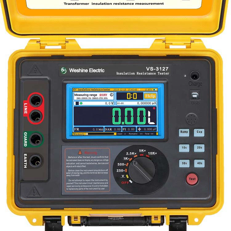 Digital portátil 10KV Isolamento Medidor de resistência a tela grande Megohmmeter 10kv o isolamento do equipamento de teste