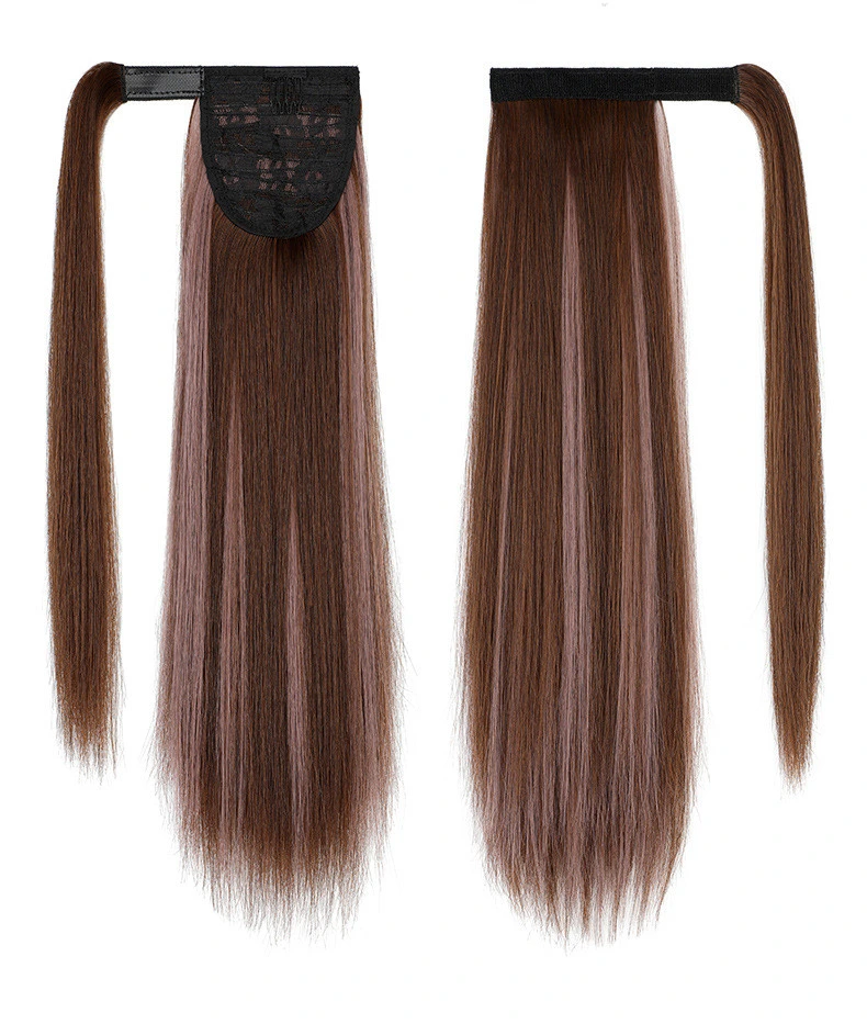 Women Medium Brown Human Remy Clips Front Fringe-Air Extensions Pony Hair