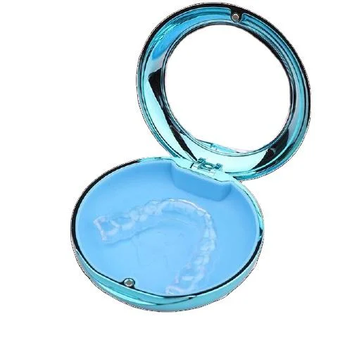 Round Magnetic Closure Dental Retainer Orthodontic Invisible Braces Storage Case with Mirror