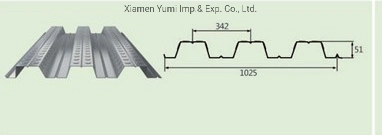 Yx51-341-1025 Capacidad de peso de la calidad Opened-Type Piso la hoja de acero para apartamentos y edificios High-Rise
