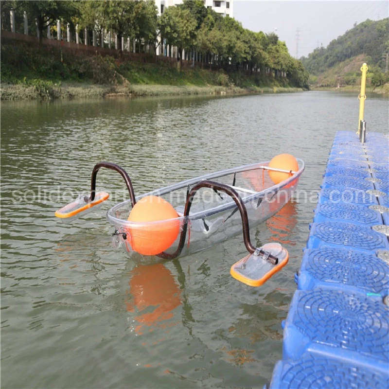 Wholesale Logo Customized Two Seats Transparent Polymer Kayak for Rowing Crystal Kayak