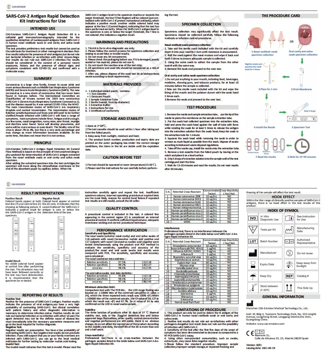 Antigen Rapid Testing Kit Detection Kit with Nasal/Oral/Saliva Swab Diagnostic Kit with High Sensitivity Accuracy with CE ISO13485 ISO9001