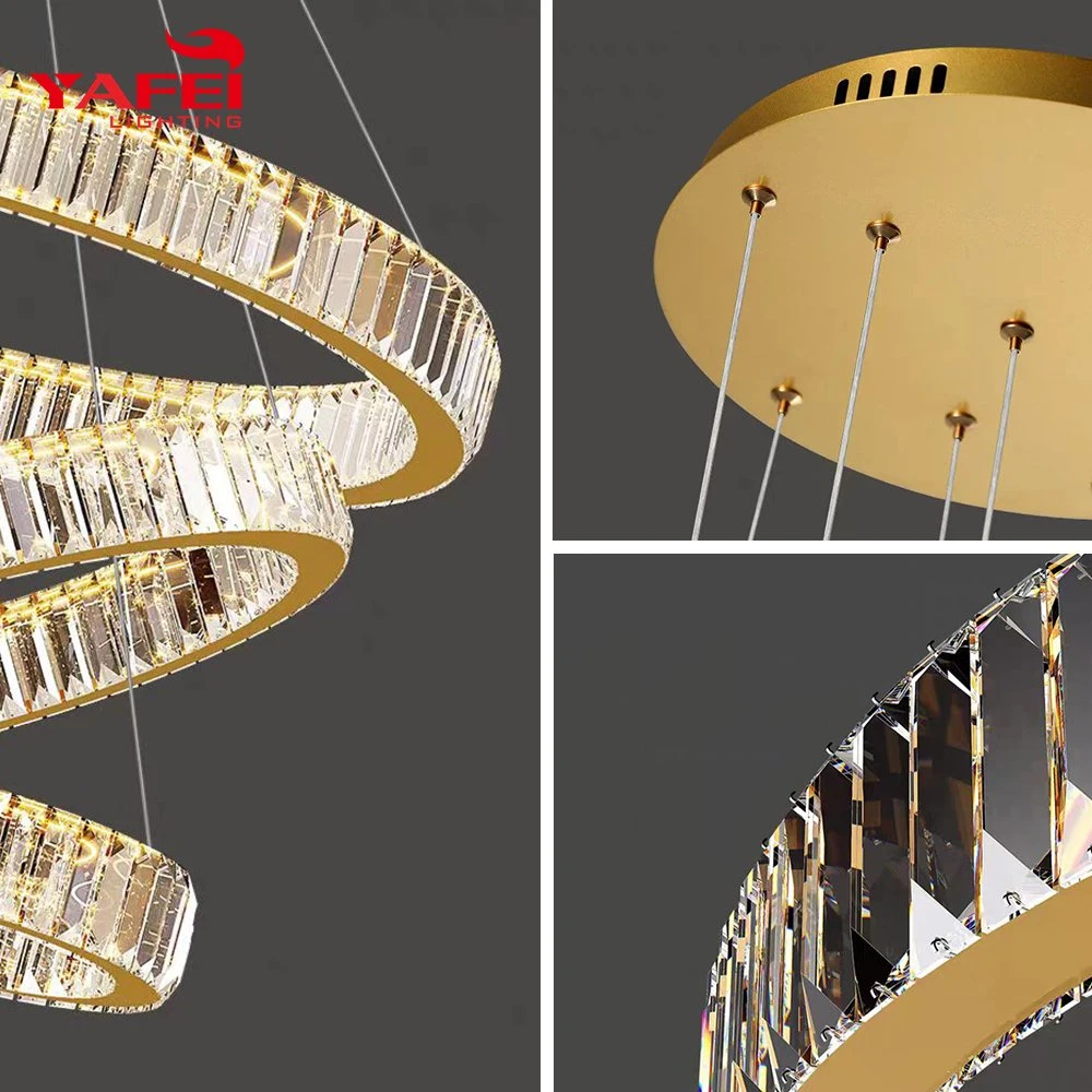 Kitchen Dining Living Ceiling Hanging Pendant Light Round Gold Modern Crystal Chandelier