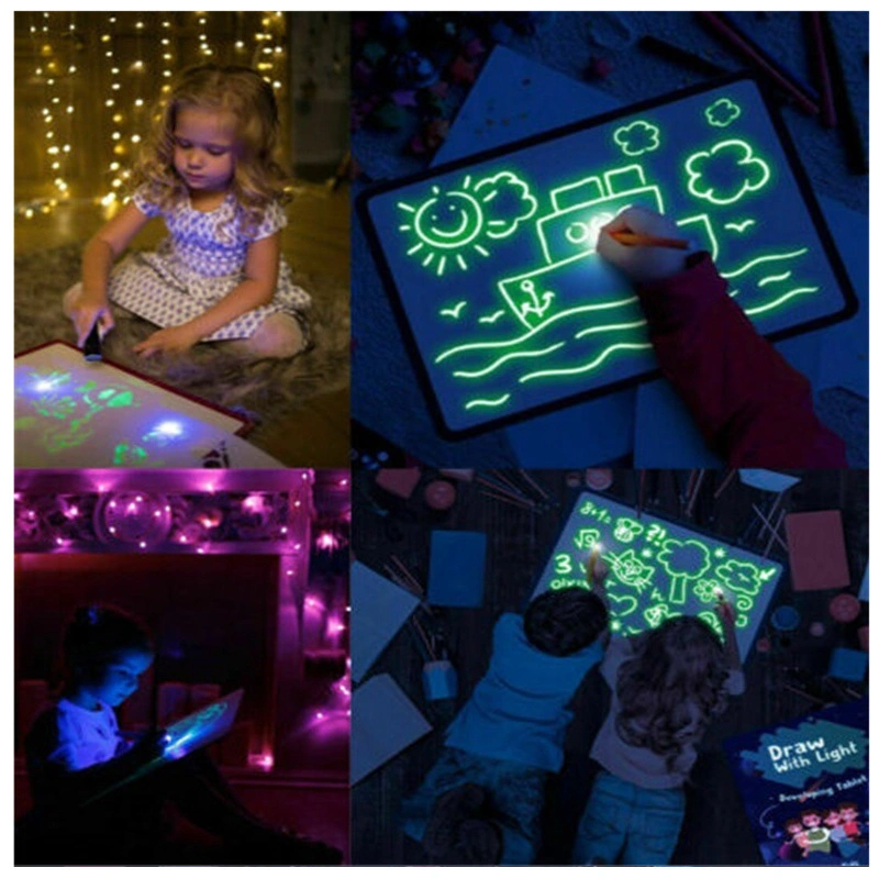 Zeichnen mit Licht Spaß Kinder Luminous Magic Graffiti Malerei Schreiben Board Leuchtende Zeichenbrett Leuchtstoffbrett