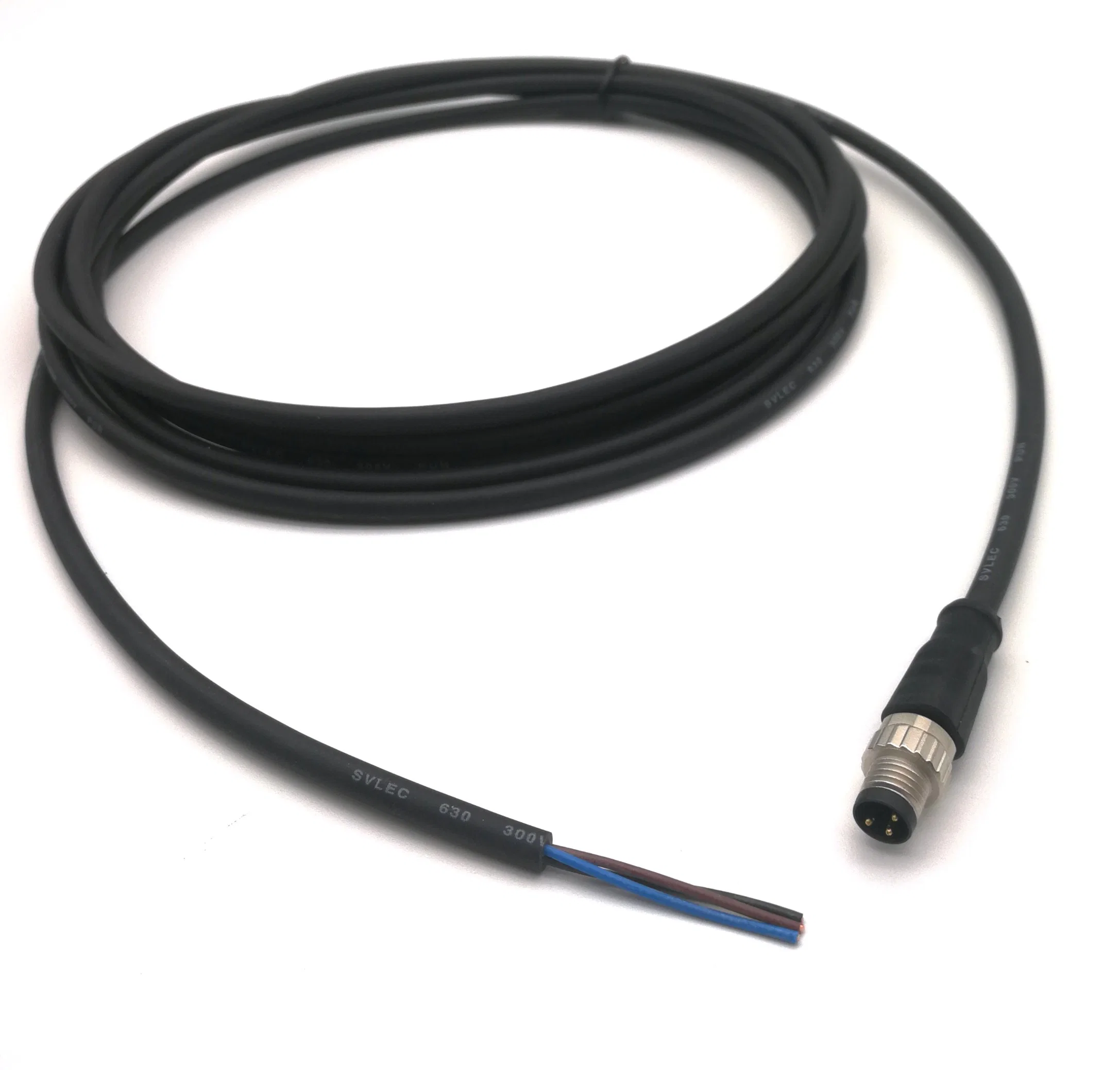 Conector de cable circular recto/acodado moldeado macho Svlec M8 con extremo libre, código a/B/D 3pin 4pin 5pin 6pin 8pin