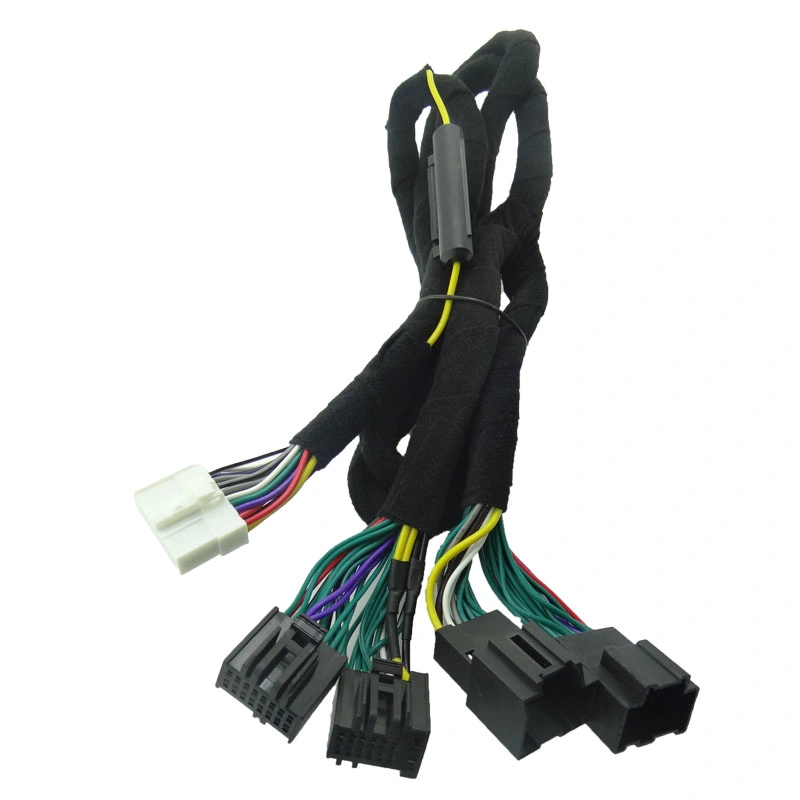 2meters Automotive Wiring Harness DSP Power Amplifier Multi Pins Black Vehicle Sound Cable