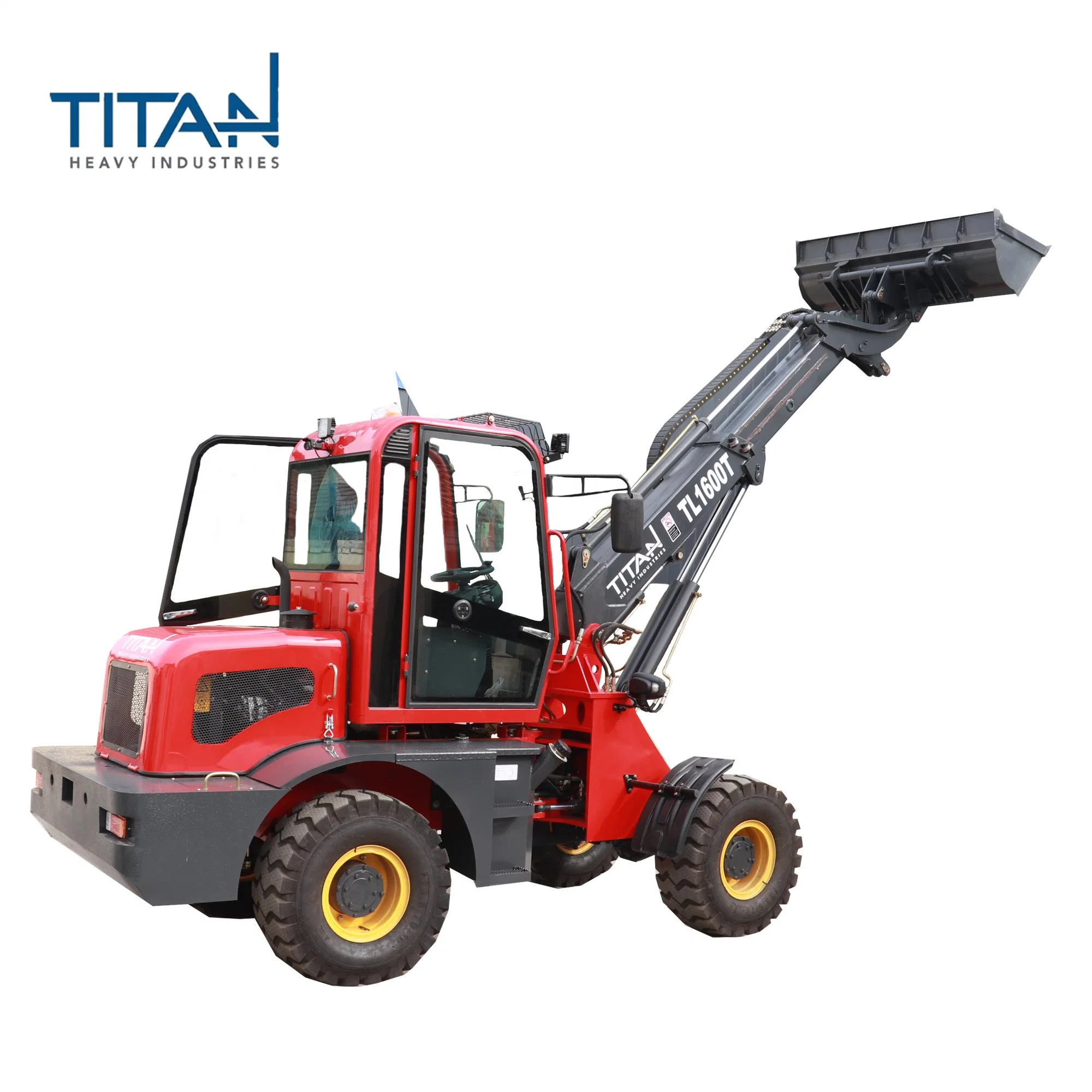 Chinese Titan 1.6ton 4wd diesel wheel loader with changeable  accessories