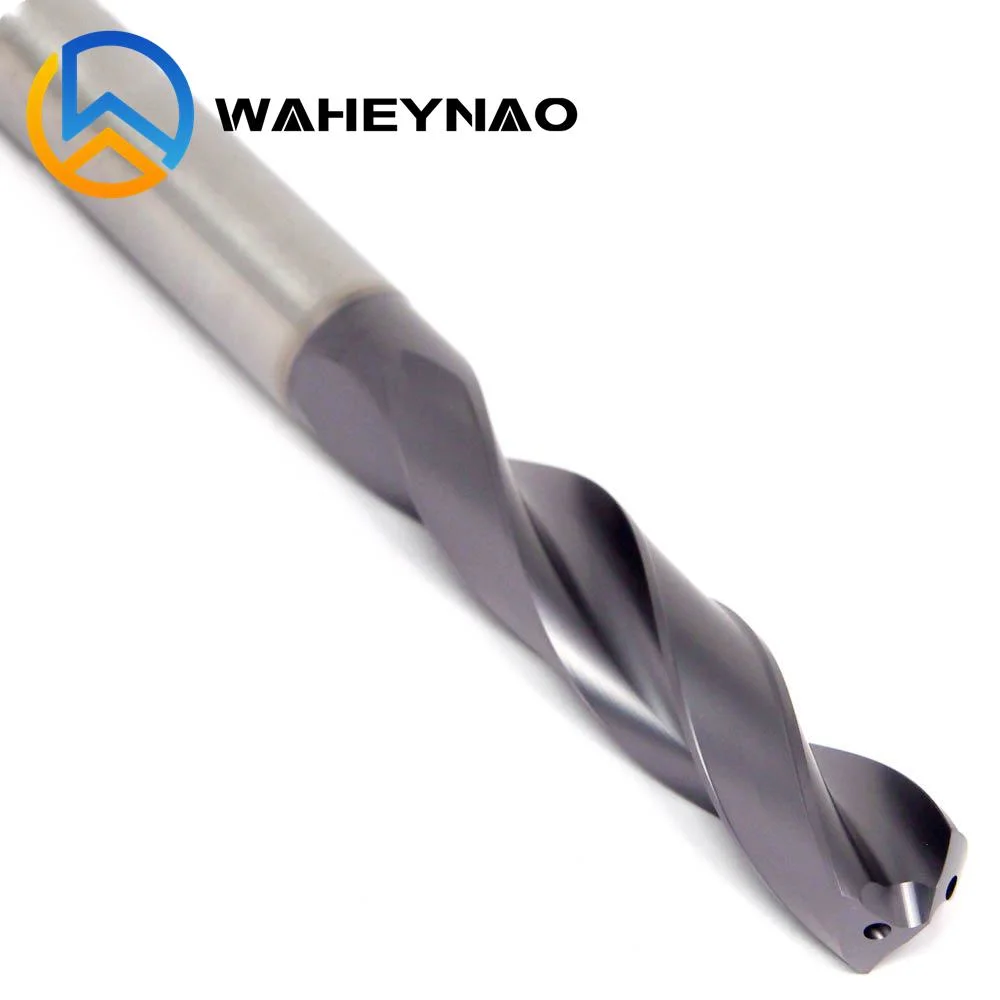 Waheynao CNC Drilling Tools Coolant Indexable Straight Shank Tungsten Carbide Twist Drill Bits