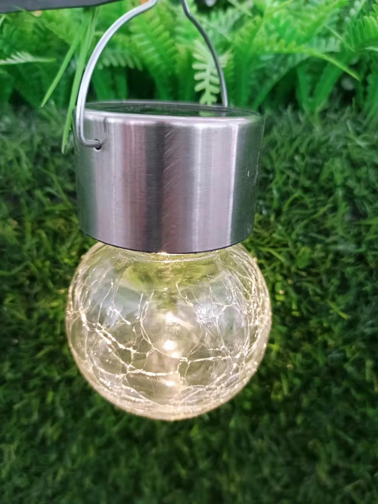 Hanging Solar Lights Outdoors Decorative Cracked Glass Ball Lights Waterproof Solar Lanterns Lamps