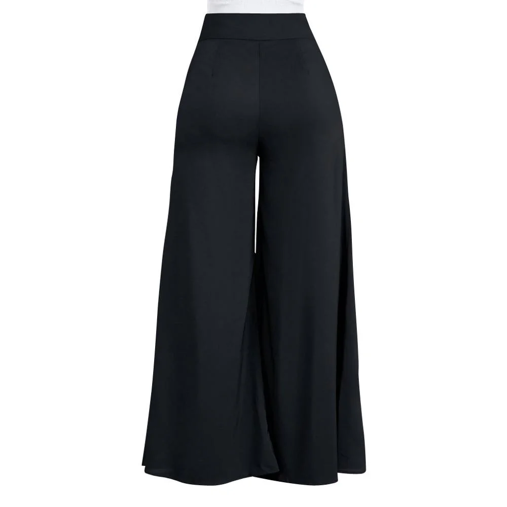 6 Color Palazzo Pants mujeres largo Maxi Loose Otoño y. Pantalones de pata ancha para mujer de moda de invierno