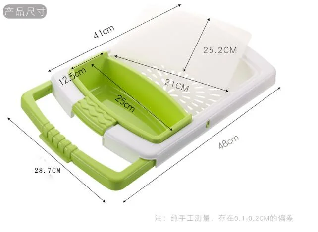 Multi Functional Greater Portable Kitchen Tools 9 in 1 Plastic Collapsible Chopping Cutting Board with Folding Strainer Colander