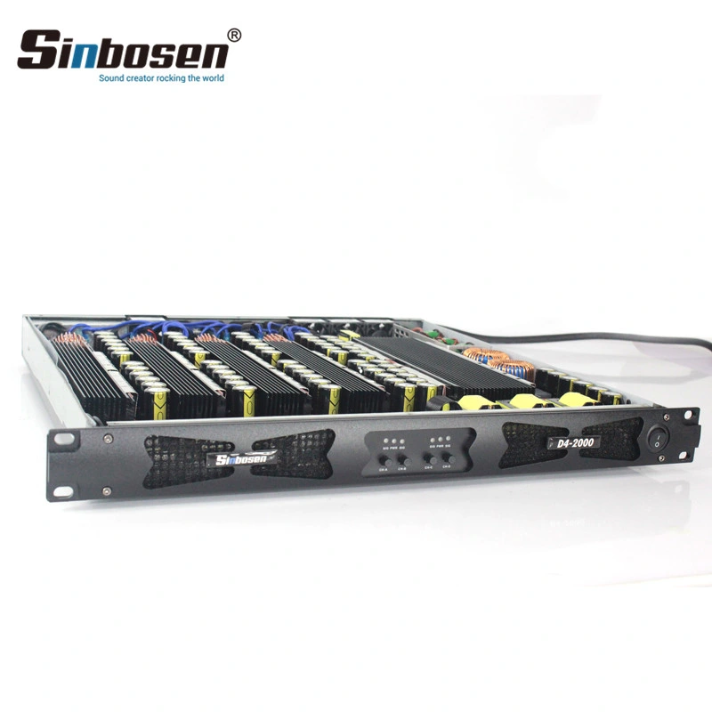 amplificador de potencia de canal 4 de 1U D4-2000 2 Ohmios amplificador estéreo digital estable