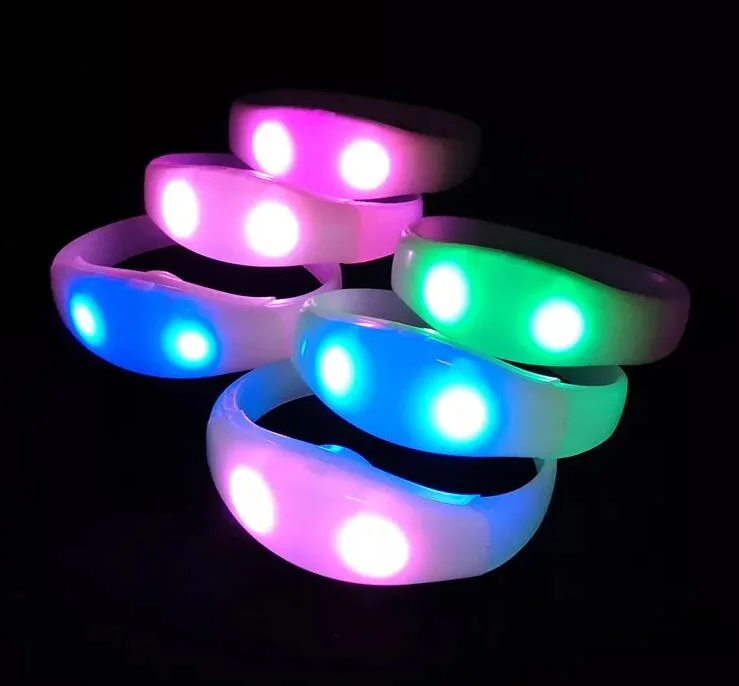 Concert Party Used Sound Activity Silicone LED Bracelet with on/off Button