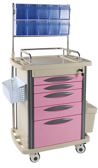 Hospital Anesthesia Trolley Best Selling ABS Plastic with 5 Drawers Hospital Furniture Traditional Caster 5 Decks